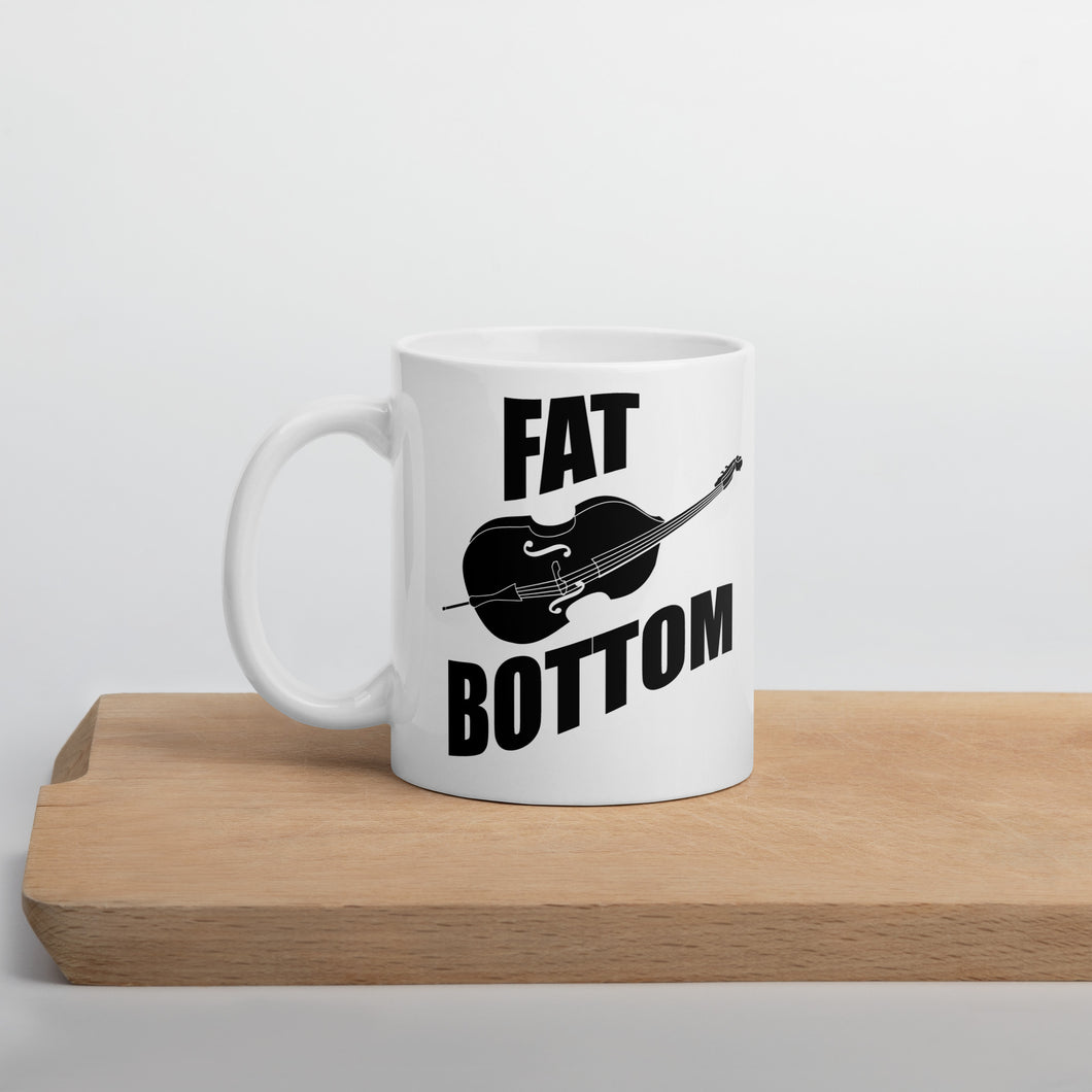 Fat Bottom Upright Bass White glossy mug