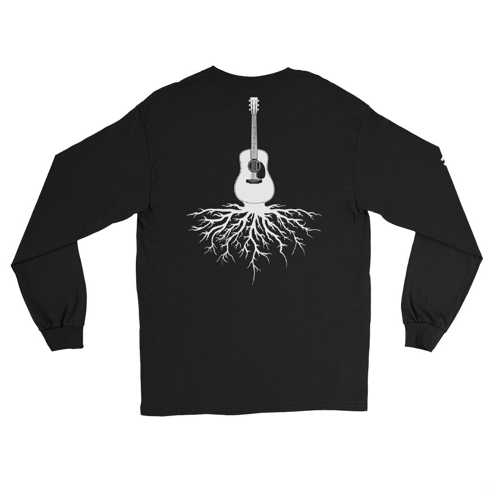 Acoustic Guitar Roots in White w/ Plain Front- Unisex Long Sleeve
