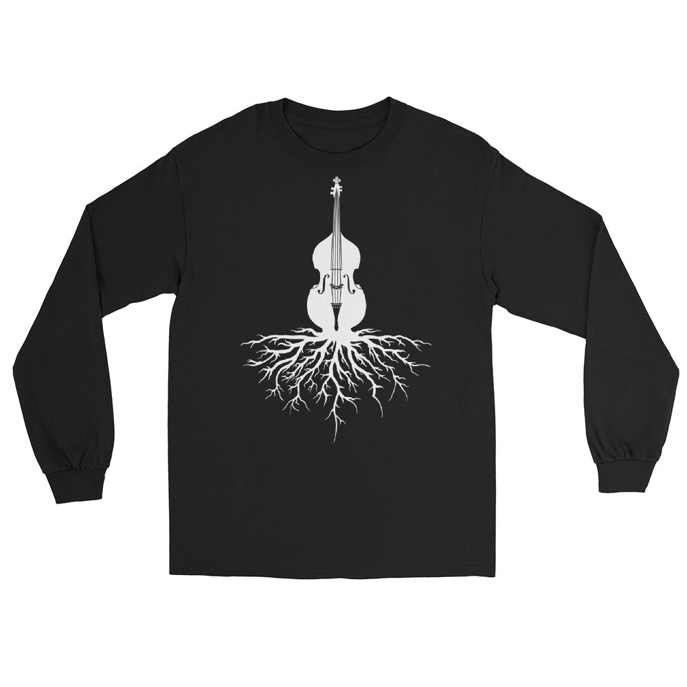 Upright Bass Roots in White- Unisex Long Sleeve