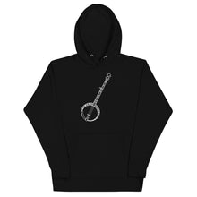 Load image into Gallery viewer, Banjo Lined Art Work in White- Unisex Hoodie