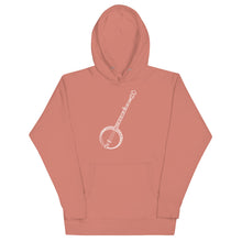 Load image into Gallery viewer, Banjo Lined Art Work in White- Unisex Hoodie