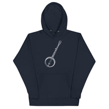 Load image into Gallery viewer, Banjo Lined Art Work in White- Unisex Hoodie