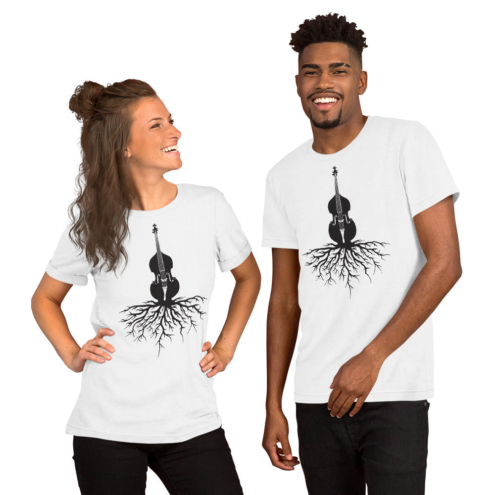 Upright Bass Roots in Black- Unisex Short Sleeve