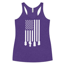 Load image into Gallery viewer, Flag Stocks in White- Women's Racerback Tank