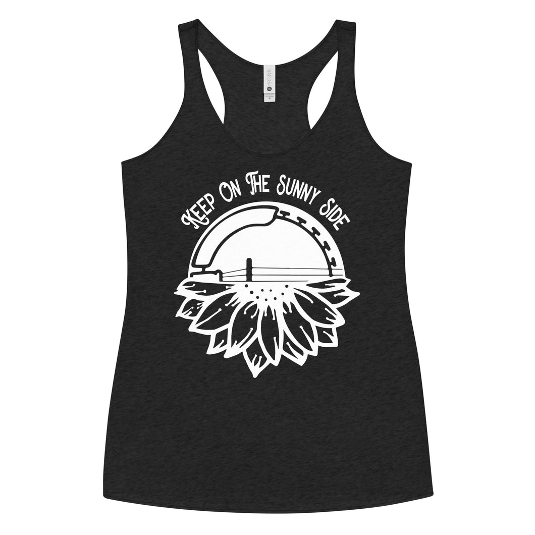 Keep on the Sunny Side in White- Women's Racerback Tank