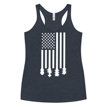 Load image into Gallery viewer, Flag Stocks in White- Women's Racerback Tank