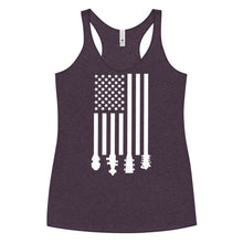 Load image into Gallery viewer, Flag Stocks in White- Women's Racerback Tank