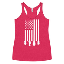 Load image into Gallery viewer, Flag Stocks in White- Women's Racerback Tank