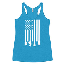 Load image into Gallery viewer, Flag Stocks in White- Women's Racerback Tank