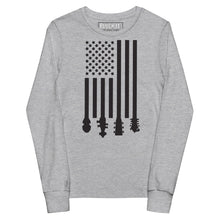 Load image into Gallery viewer, Flag Stocks in Black- Youth Long Sleeve
