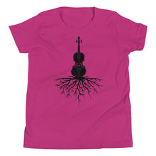 Load image into Gallery viewer, Fiddle Roots in Black- Youth Short Sleeve
