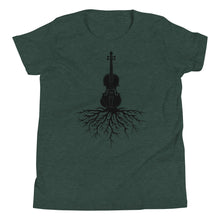 Load image into Gallery viewer, Fiddle Roots in Black- Youth Short Sleeve