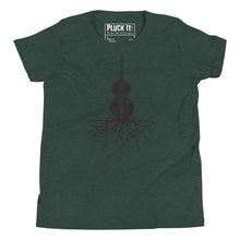 Load image into Gallery viewer, Upright Bass Roots in Black- Youth Short Sleeve