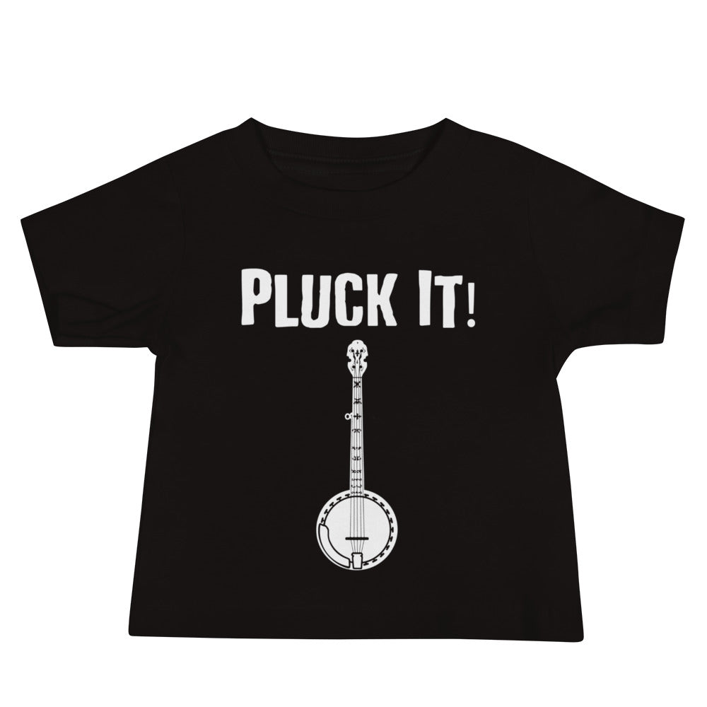 Pluck It! Banjo in White- Baby Short Sleeve