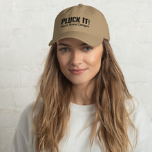Load image into Gallery viewer, Pluck It! Music Brand Designs in Black- Dad Hat
