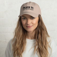 Load image into Gallery viewer, Pluck It! Music Brand Designs in Black- Dad Hat
