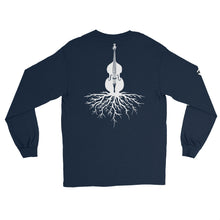 Load image into Gallery viewer, Upright Bass Roots in White w/ Plain Front- Unisex Long Sleeve
