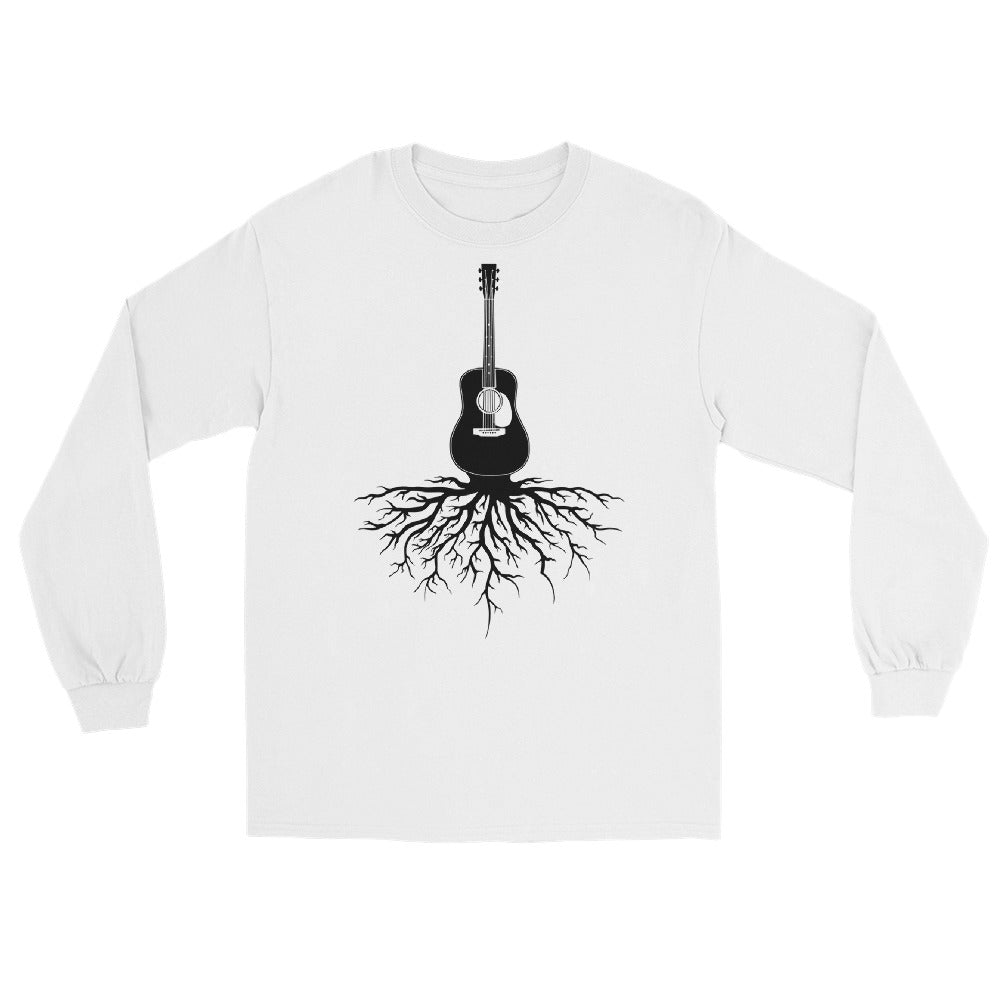 Acoustic Guitar Roots in Black- Unisex Long Sleeve