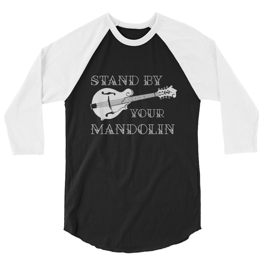 Stand by your Mandolin in White- Unisex 3/4 Sleeve
