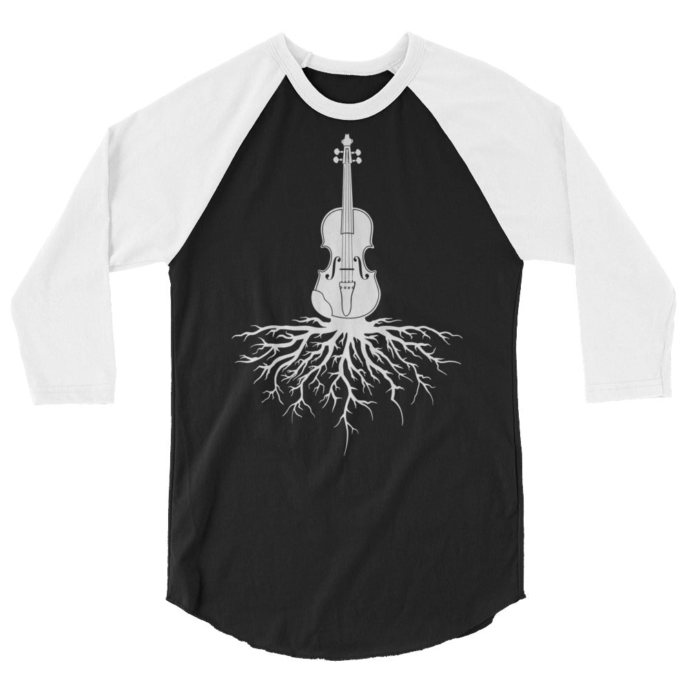 Fiddle Roots in White- Unisex 3/4 Sleeve