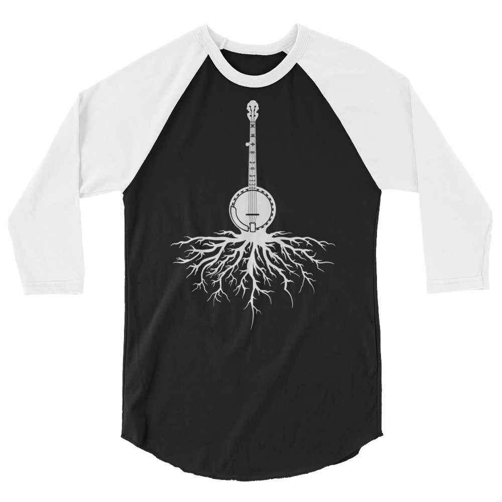 Banjo Roots in White- Unisex 3/4 Sleeve
