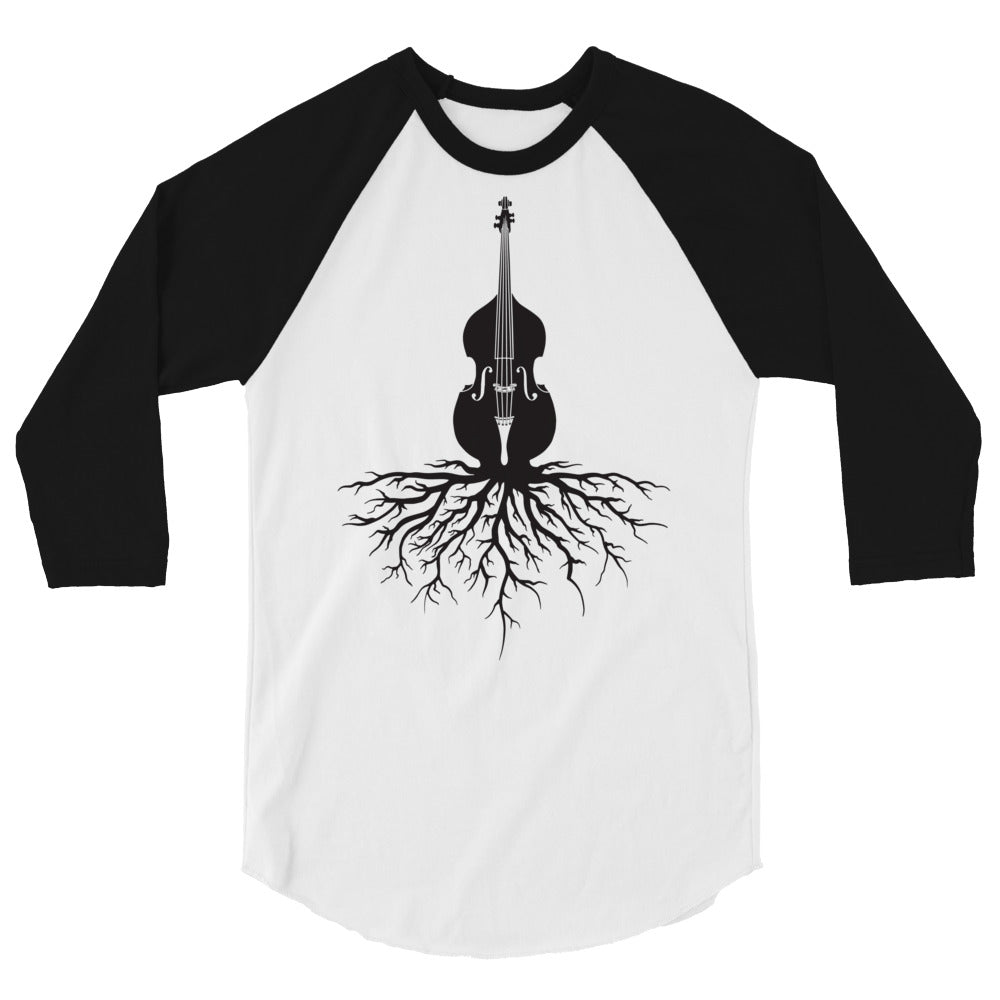 Upright Bass Roots in Black- Unisex 3/4 Sleeve