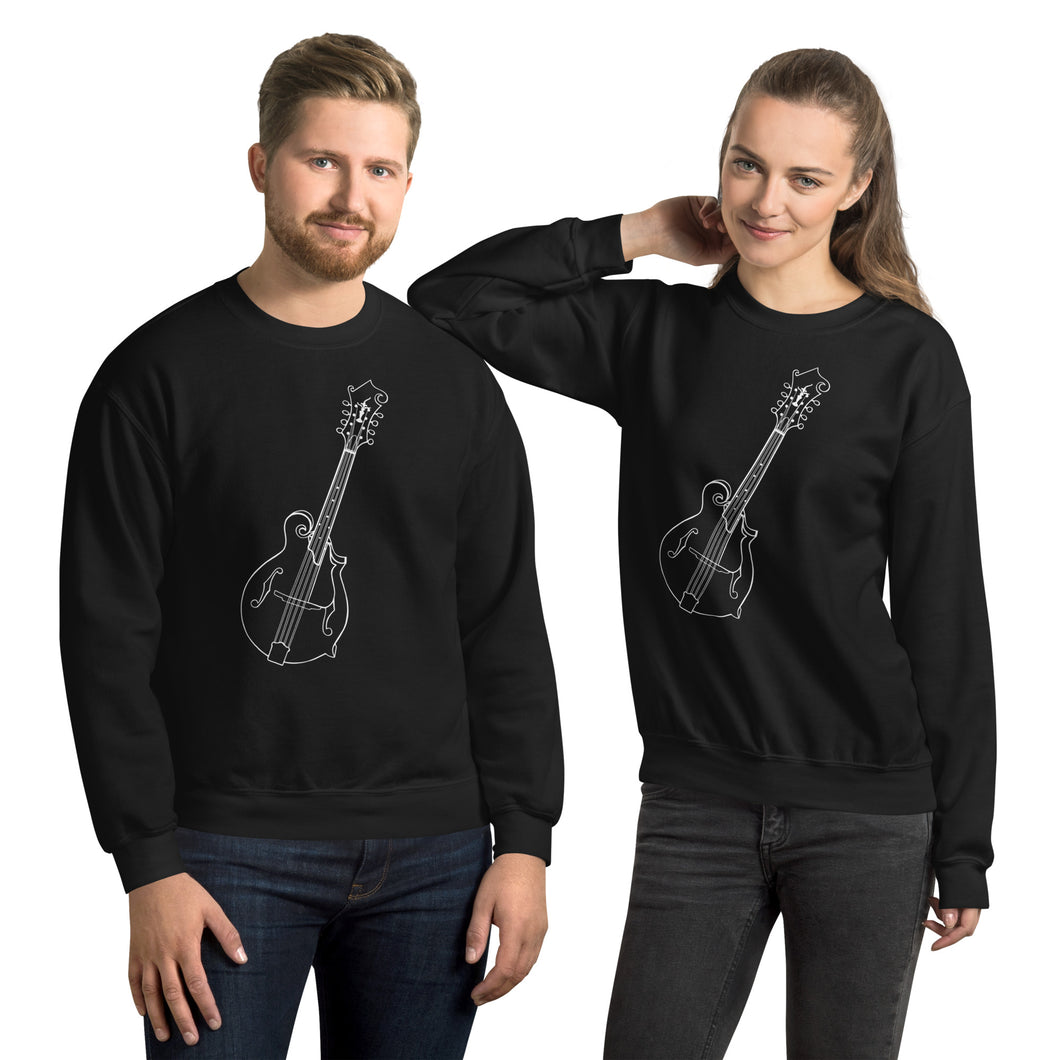 F Style Mandolin Lined Art Work in White- Unisex Sweatshirt