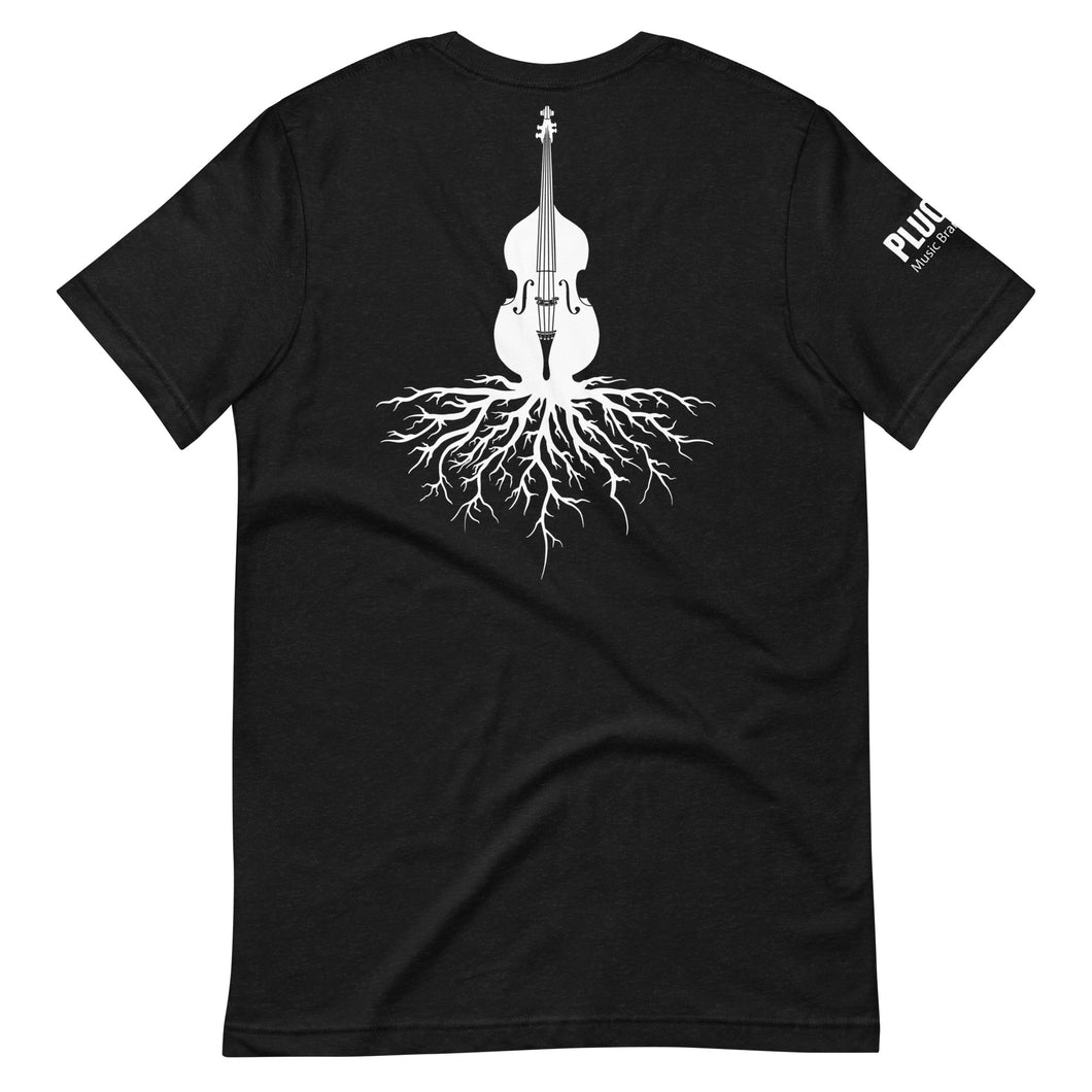 Upright Bass Roots in White w/ Plain Front- Unisex Short Sleeve