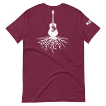 Load image into Gallery viewer, Acoustic Guitar Roots in White w/ Plain Front- Unisex Short Sleeve
