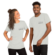 Load image into Gallery viewer, Pluck It! Music Brand Designs in White Double Sided- Unisex Short Sleeve
