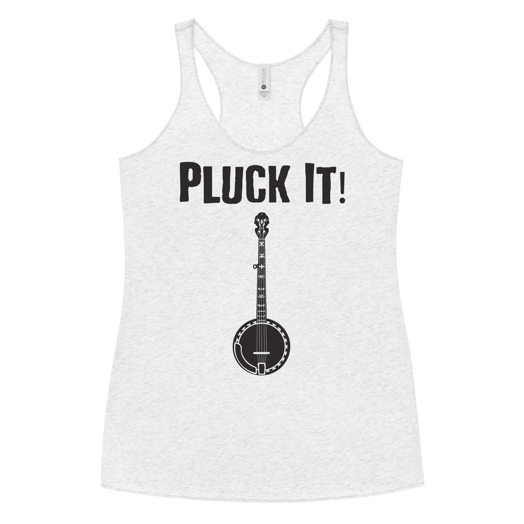 Pluck It! Banjo in Blank- Women's Racerback Tank