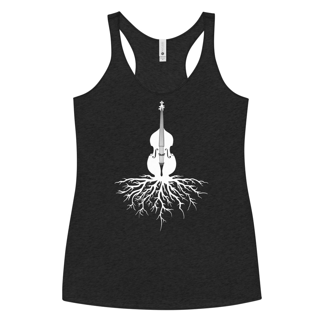 Upright Bass Roots in White- Women's Racerback Tank