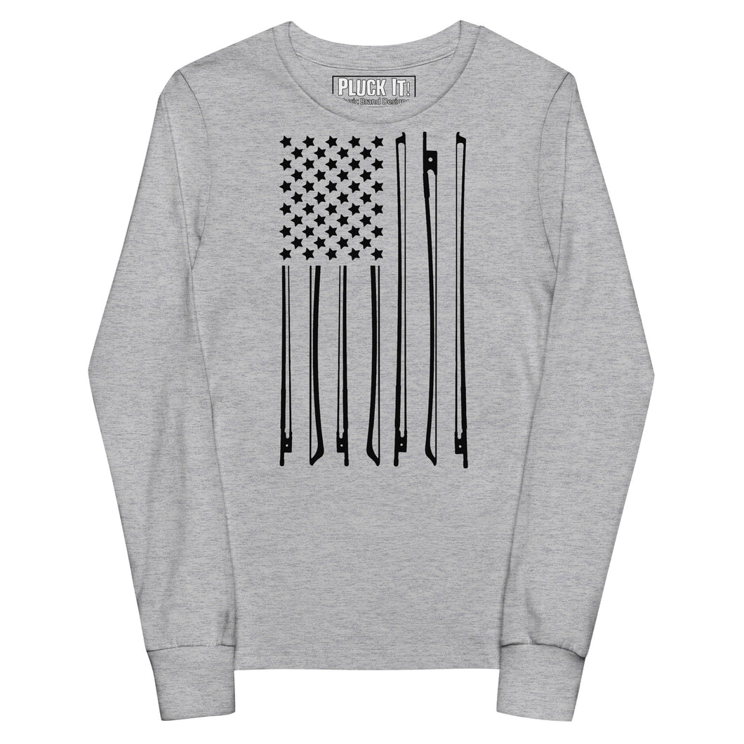 Bow Flag in Black- Youth Long Sleeve