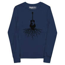 Load image into Gallery viewer, Acoustic Guitar Roots in Black- Youth Long Sleeve
