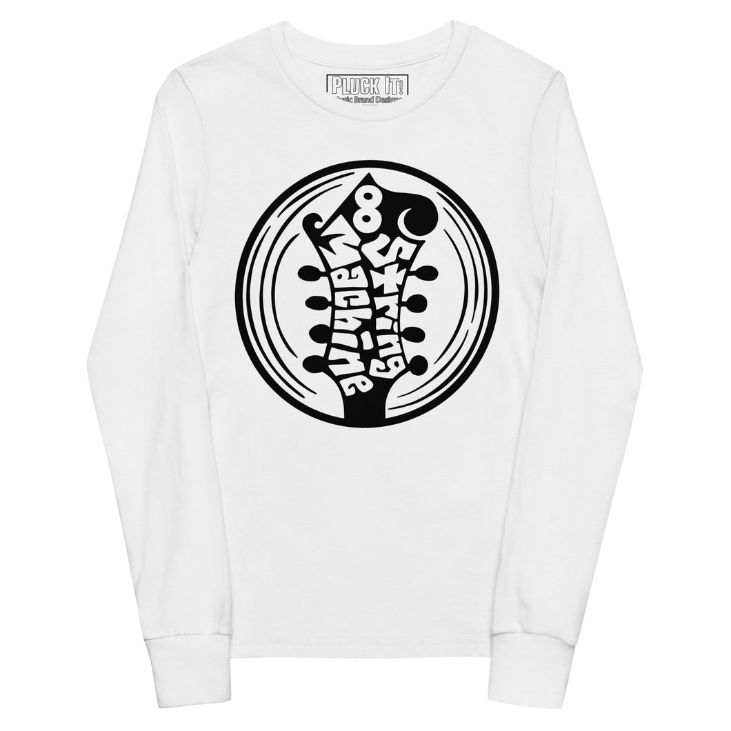 8 String Machine in Black- Youth Long Sleeve