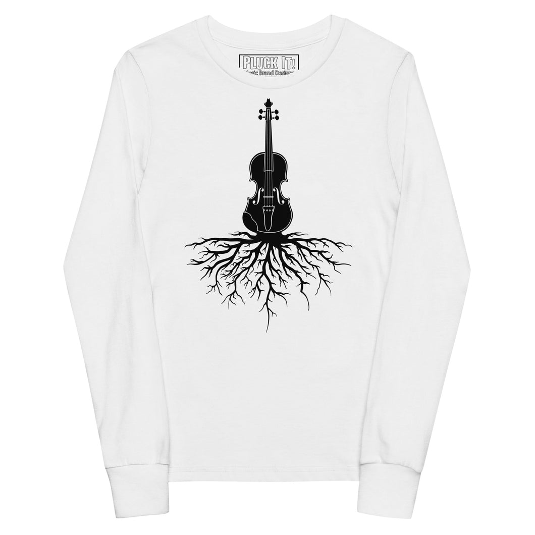 Fiddle Roots in Black- Youth Long Sleeve