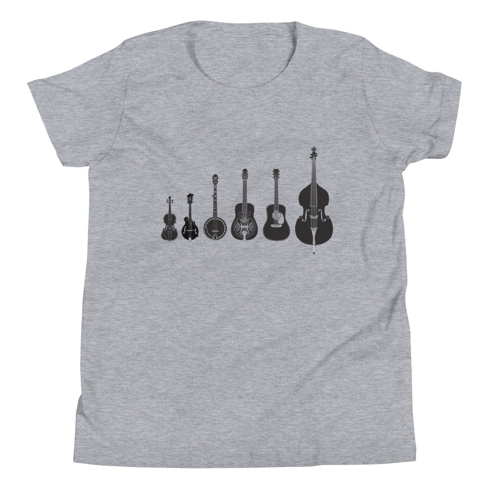 Bluegrass Instruments in Black- Youth Short Sleeve