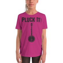 Load image into Gallery viewer, Pluck It! Banjo in Black- Youth Short Sleeve

