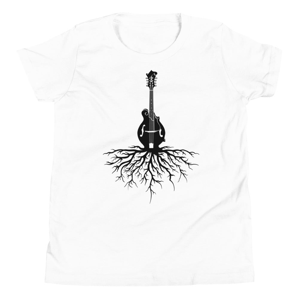 Mandolin Roots in Black- Youth Short Sleeve