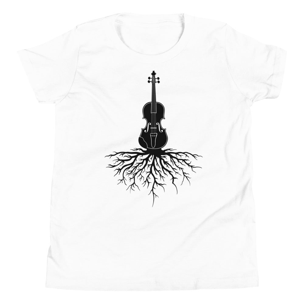 Fiddle Roots in Black- Youth Short Sleeve