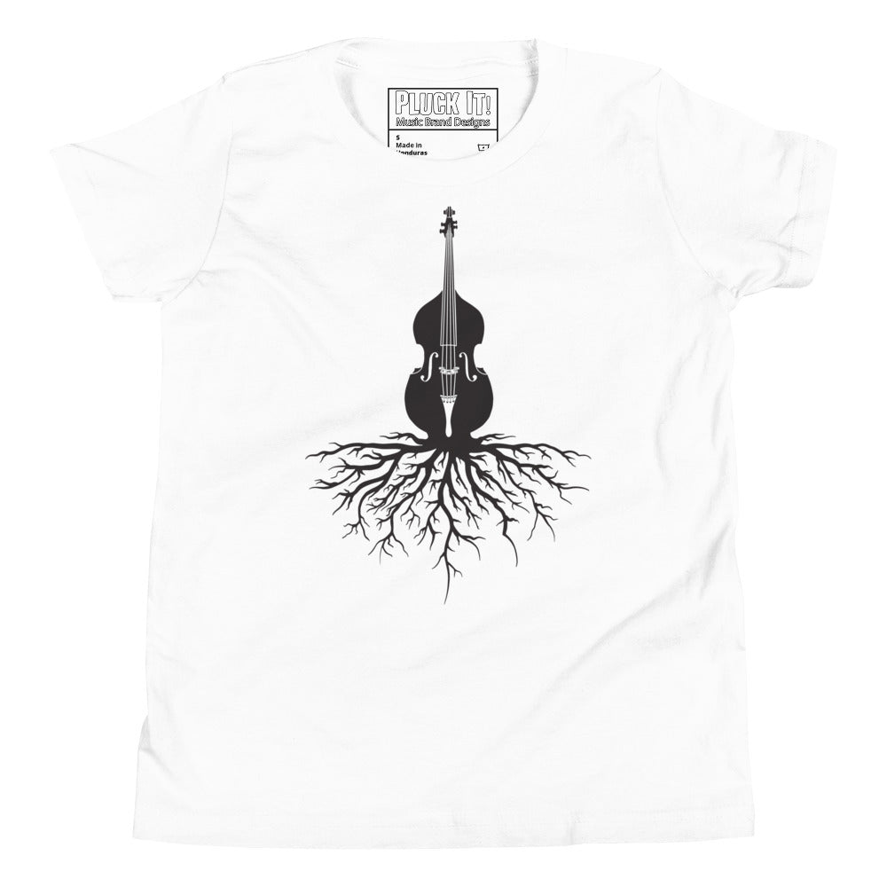 Upright Bass Roots in Black- Youth Short Sleeve